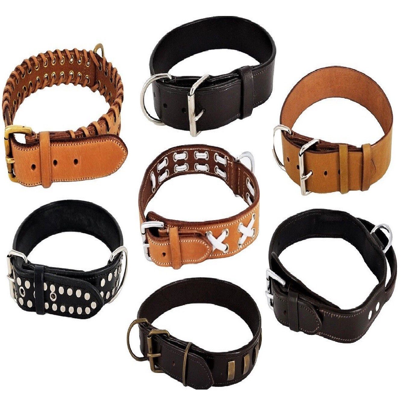 Genuine Real Strong LEATHER Heavy Duty Durable Collar Big LARGE Dog XS – XXXL