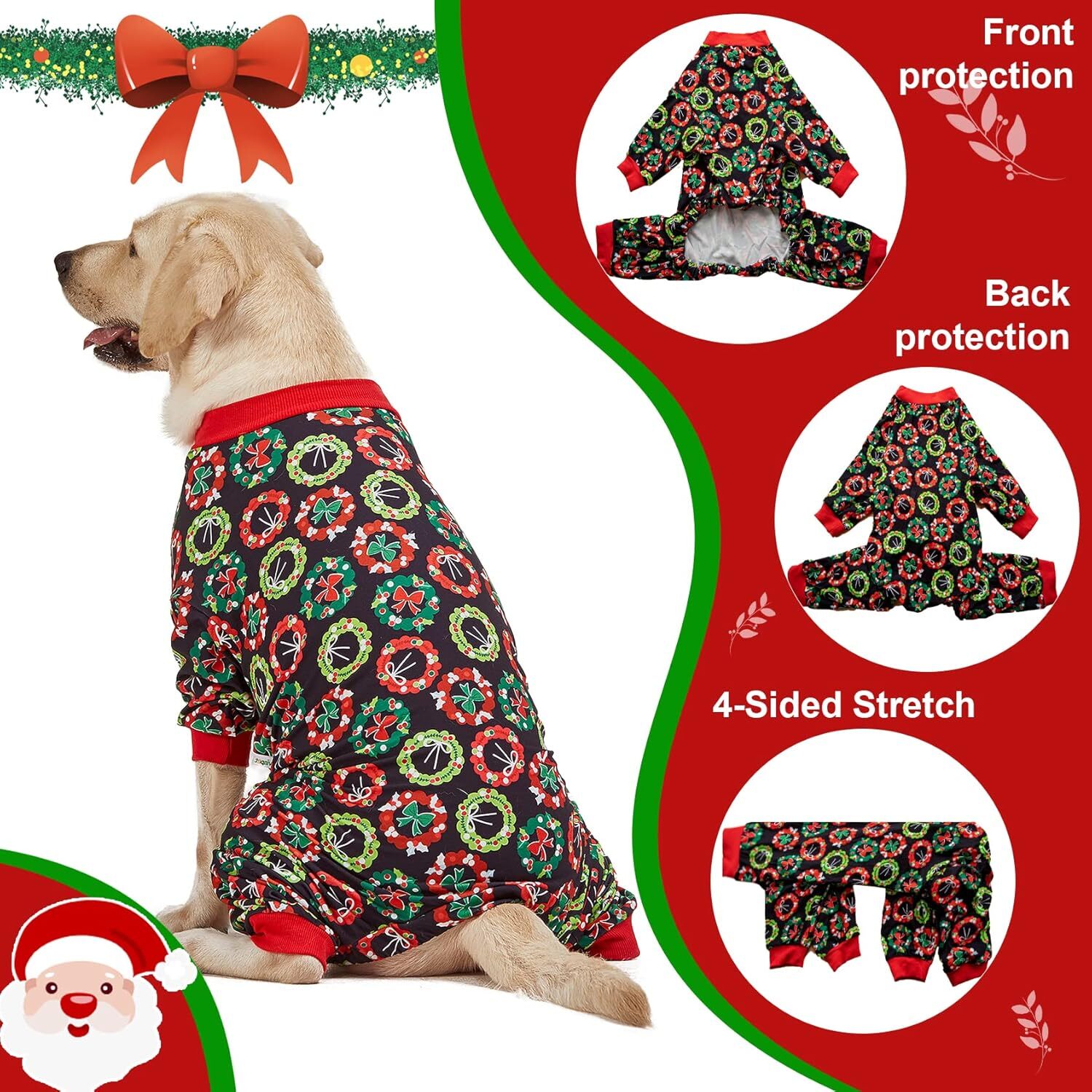 LovinPet Dog Pet Pitbull Pajamas Christmas Holiday Costume Pullover Outfit Shirt