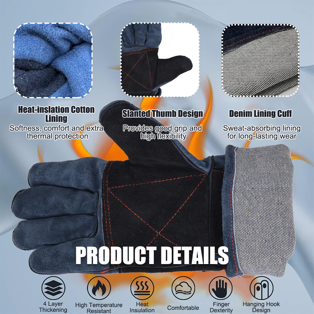 14″/16″ Leather Animal Handling Gloves Puncture Proof Anti-Bite for Snake Pet