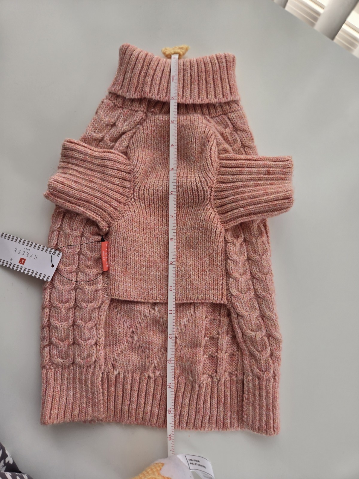 KYEESE Pink Dog Sweater Winter Dog Pullover Knit with Fine Gold Yarn Size L