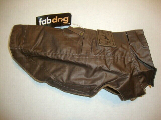 Fab Dog 10″ Waxed Dog Coat Taupe Fleece Lined-NEW