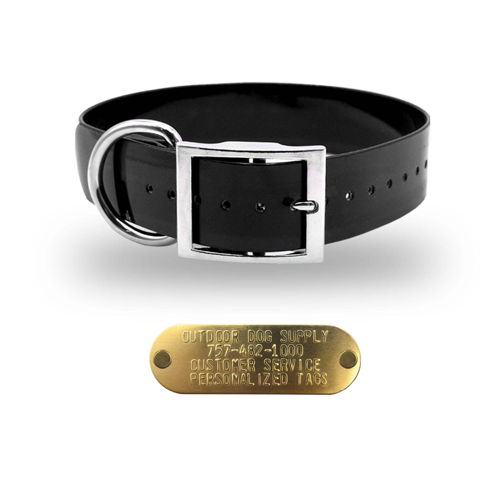 21″ Hunting Dog Name Collar Strap Heavy D Ring 1 1/2″ Custom ID Tag Plate