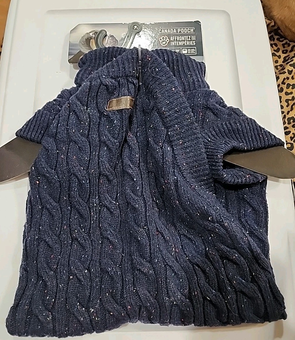 Canada Pooch 26 CAMBRIDGE CABLEKNIT flecked DOG SWEATER 26″ 55-65lbs