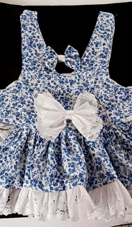 DOG HARNESS DRESS W/ MATCHING Hair bow BLUE CALIO NEW HANDMADE FREE SHIPPING