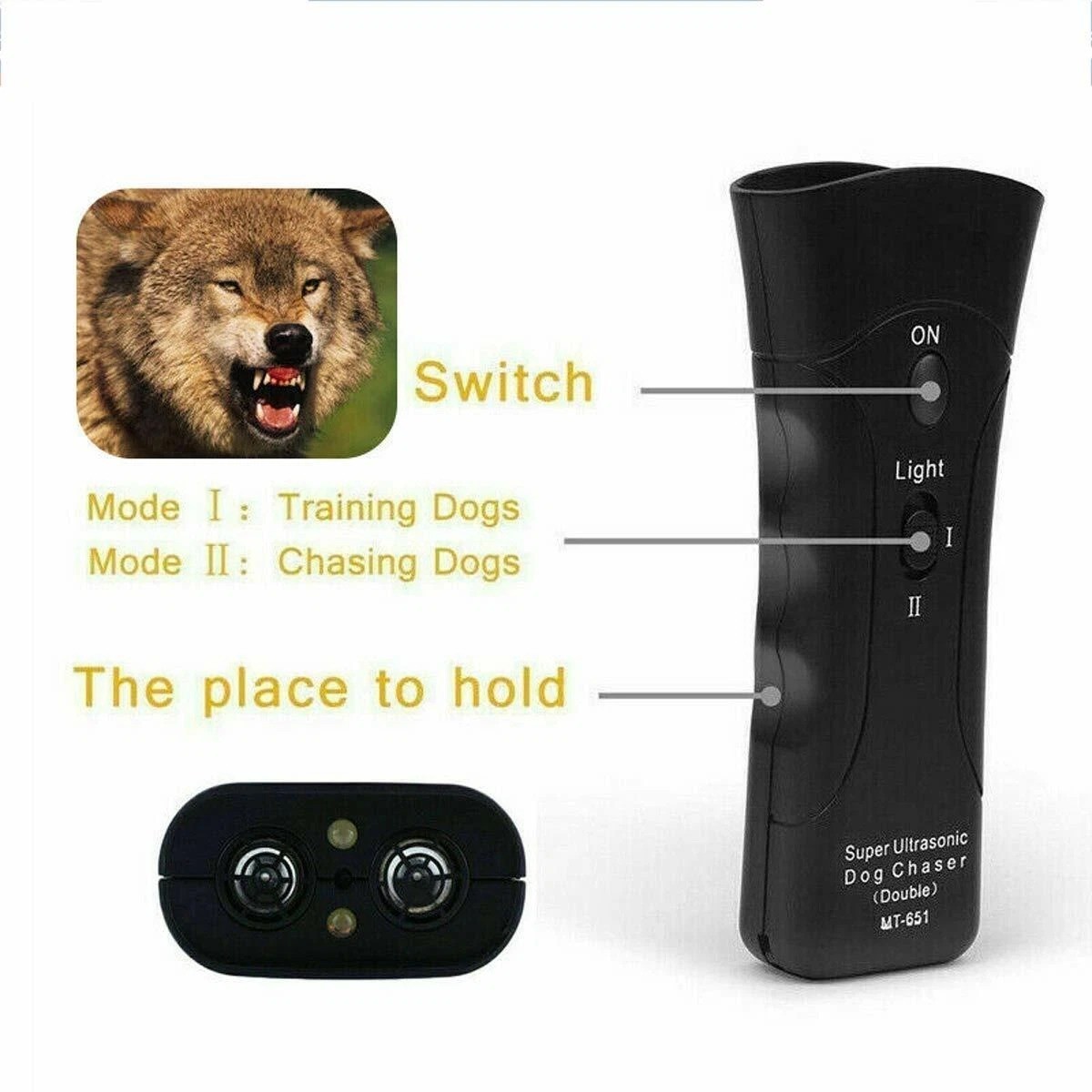 Ultrasonic Anti Dog Barking Device Pet Trainer LED Light Gentle Chaser Style