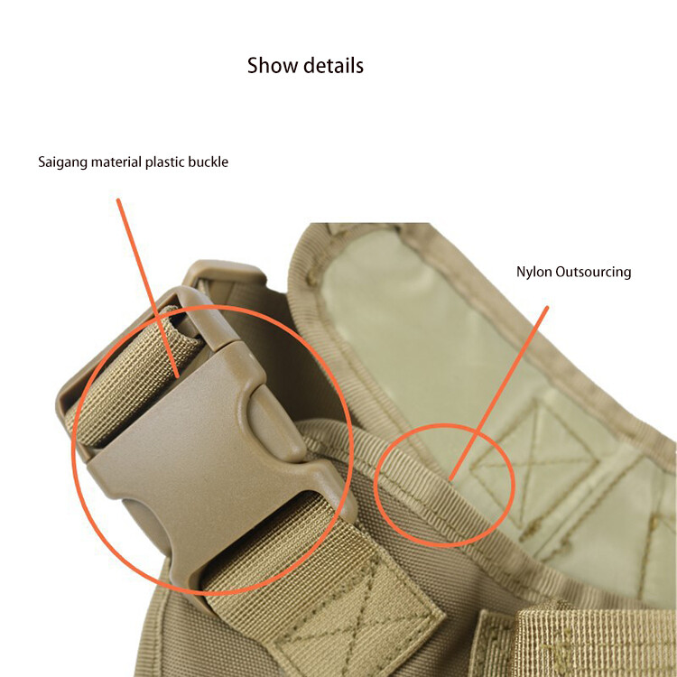 Military Tactical Dog Harness No-pull Heavy Duty MOLLE Training Service Dog Vest
