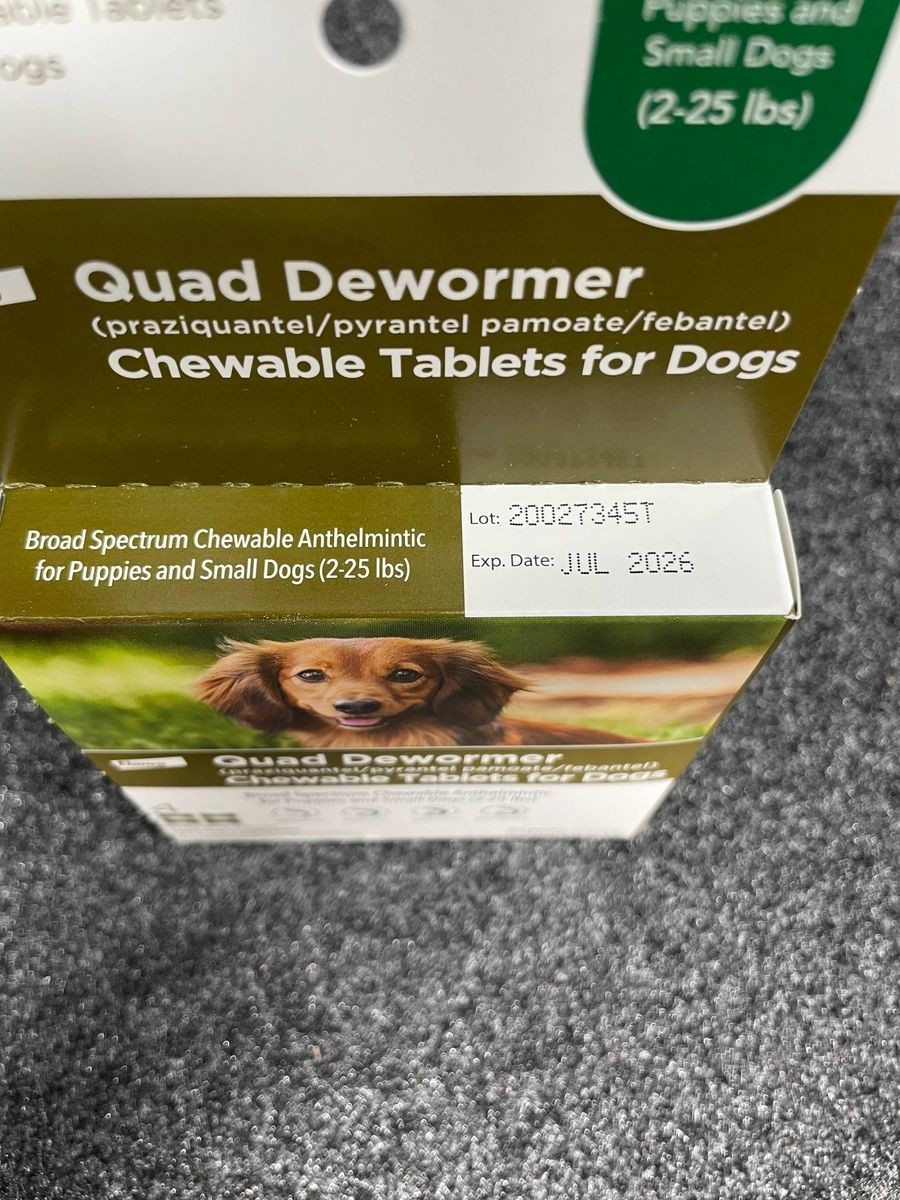 ELANCO Quad Dewormer 4 Chewable Tablets for Small Dogs & Puppies 2-25lbs