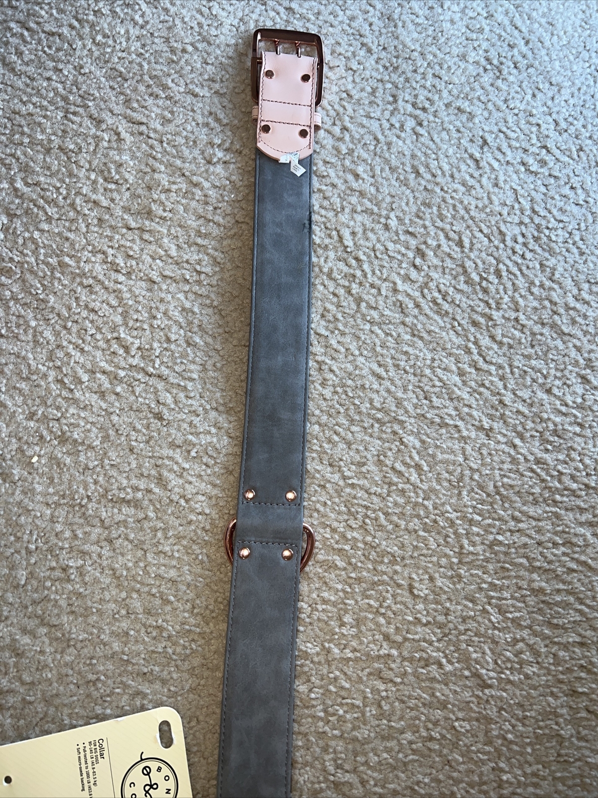 Bond & Co Pink Rose Gold xxl/xxxl Genuine Leather Collar For Big Dogs 90-140lb
