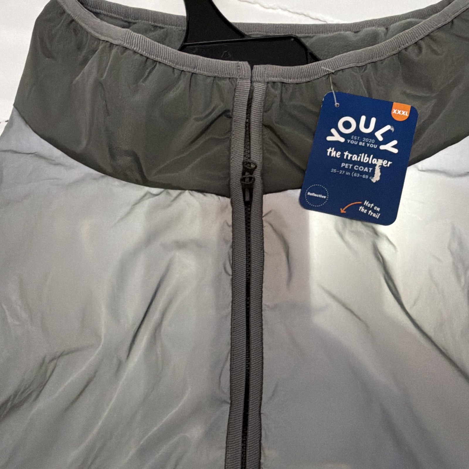 Youly Trailblazer Reflective Water-Resistant Dog Coat, XXXL Silver/Gray