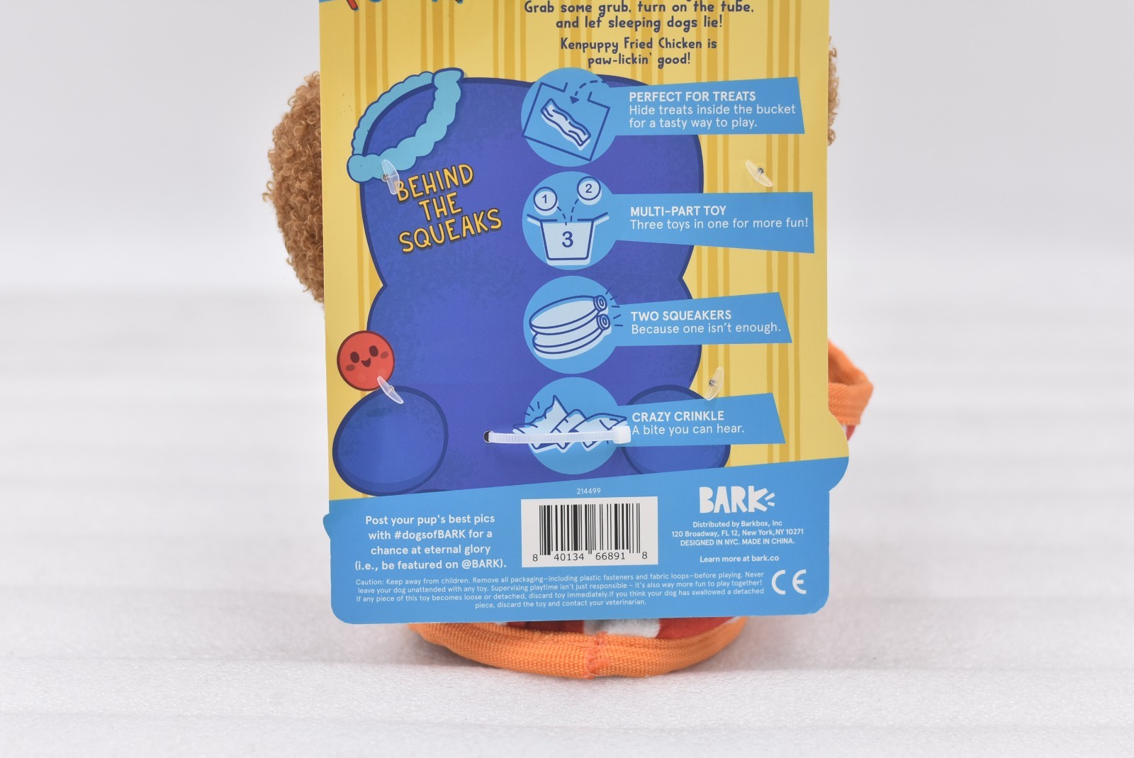 Bark Kenpuppy Fried Chicken Squeak Dog Toy 3 Piece set Xtra-Small to Small
