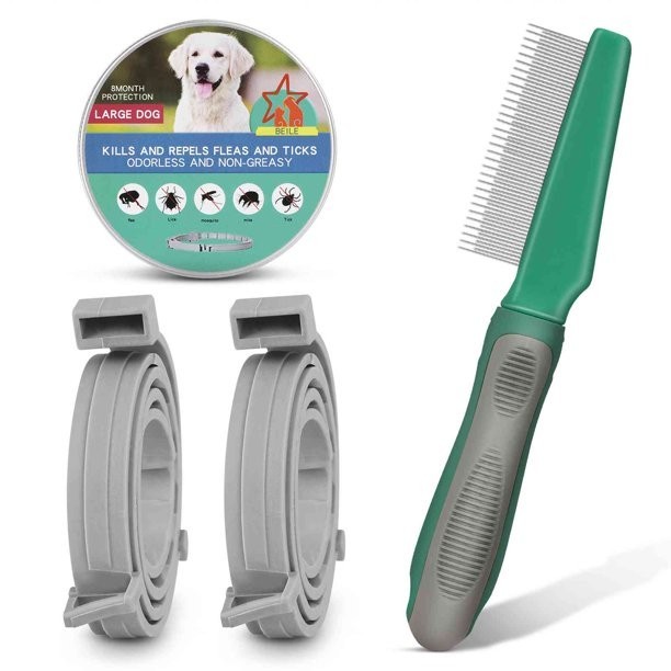 2-Pack Dog Flea & Tick Collar with Comb Waterproof 8 Months Protection