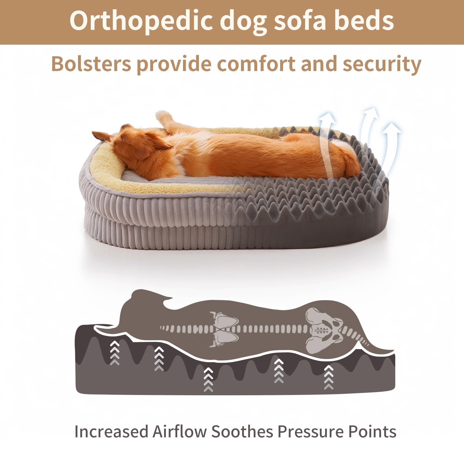 Orthopedic Dog Bed for Medium, Large Dogs Breeds, High Density Egg Crate Foam…