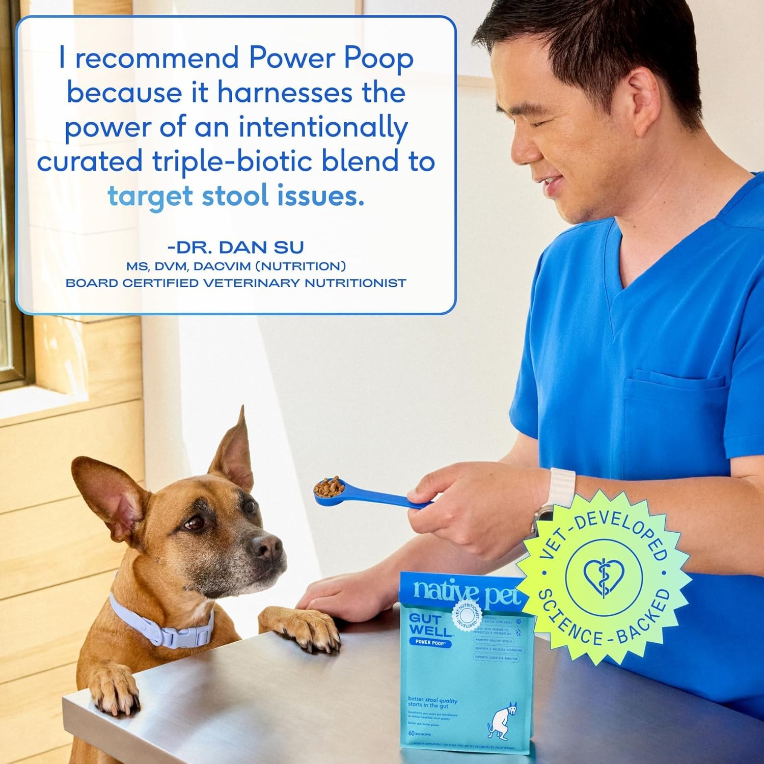 Native Pet GutWell Power Poop – Digestive Enzymes & Fiber, 60 Scoops