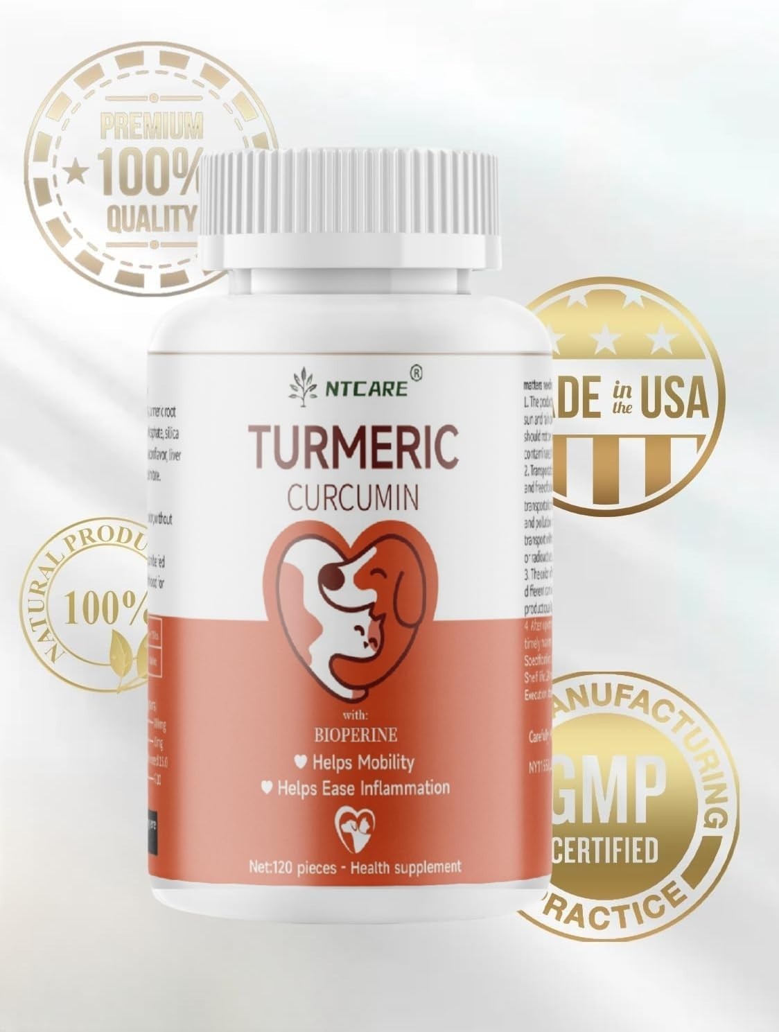 Turmeric for Dogs Anti Inflammatory Pain Relief -Dog Pain Relief-120 Chewable Ta