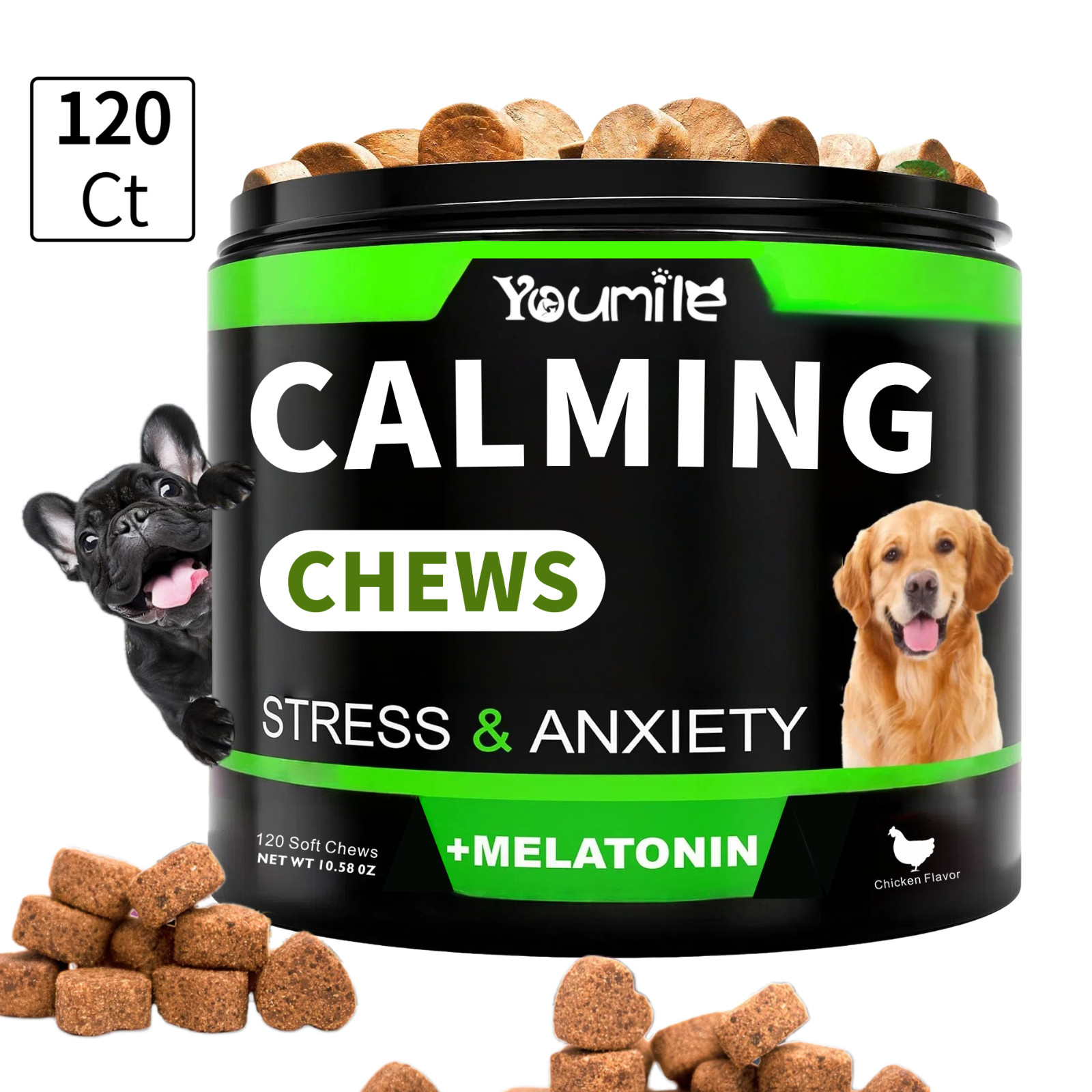 Hemp Calming Chew for Dog – Sleep&Mood for Dogs-Helps Manage Stress & Separation