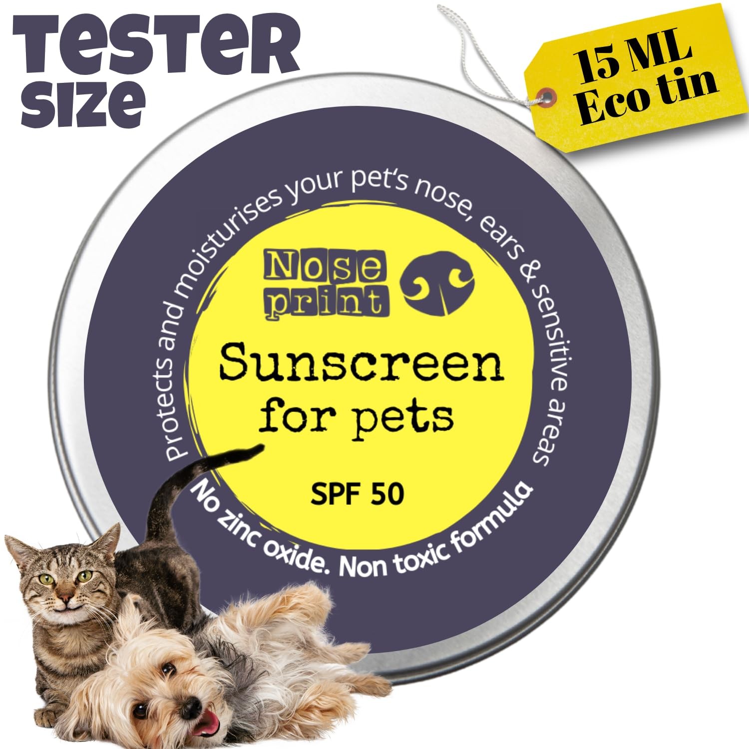Noseprint Pet Sunscreen Balm, SPF 50, 15ml Tester, Zinc Oxide Free, white