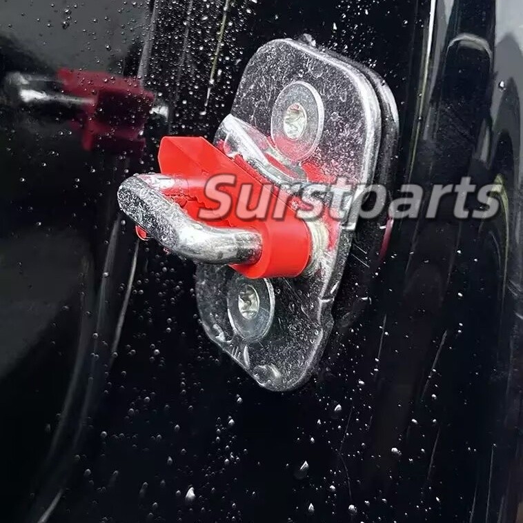 4X Red Car Door Lock Cover Pad, Silicone Shock Absorber for Sedan/ SUV