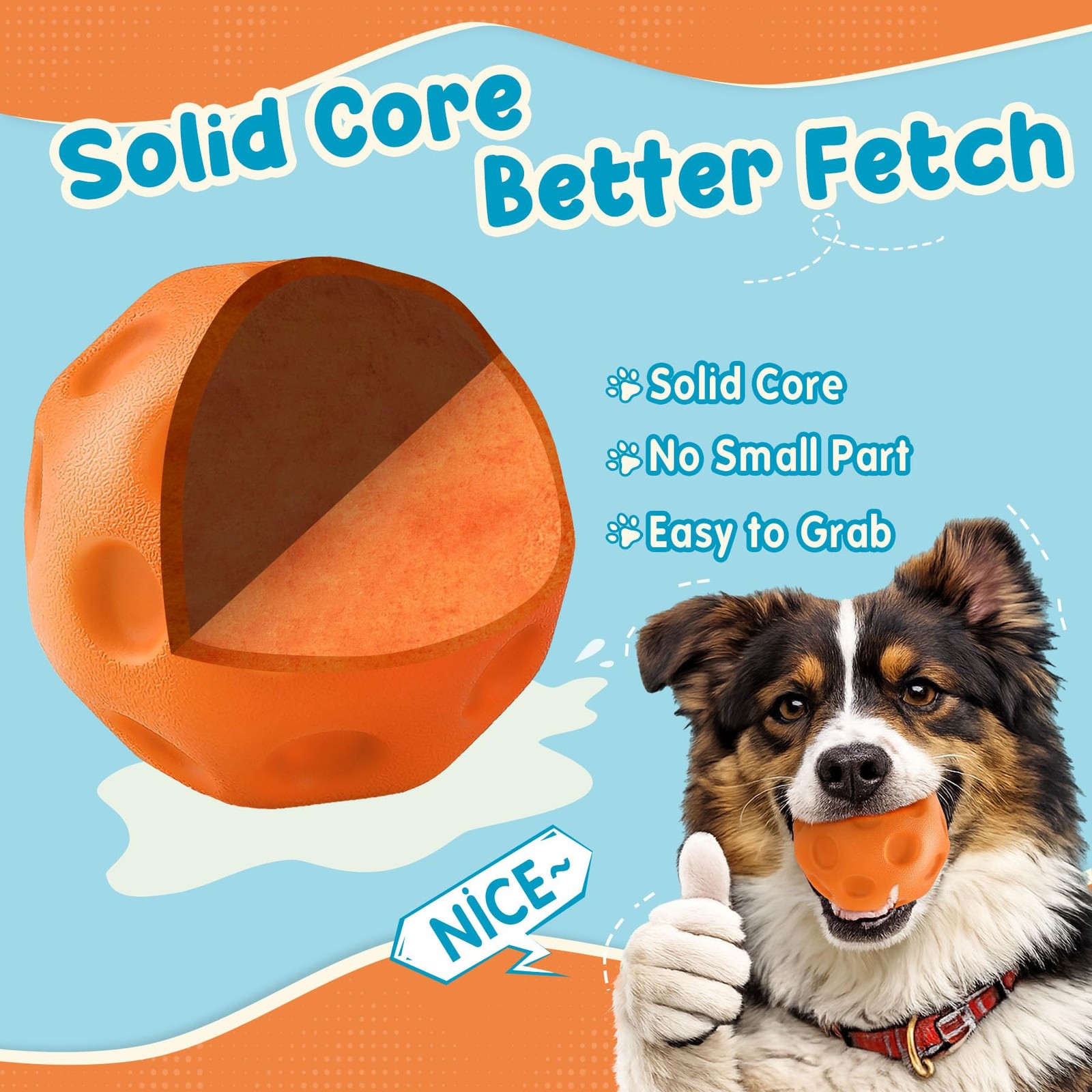 KIPRITII 3 Pack Dog Balls for Medium & Large Dogs – High Bounce & Orange