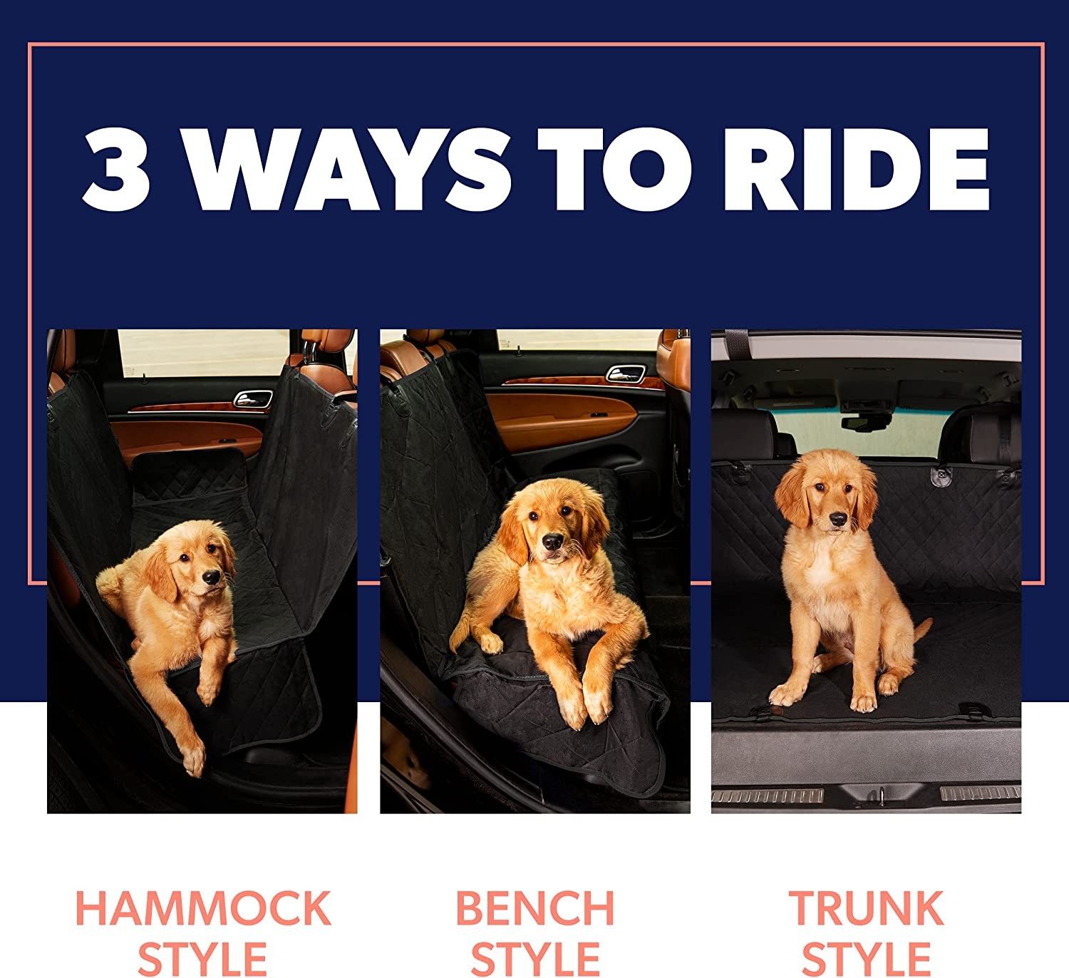 Dog Seat Cover Hammock Pet Seat Pad Back Car Truck w/Pet Seatbelt Waterproof