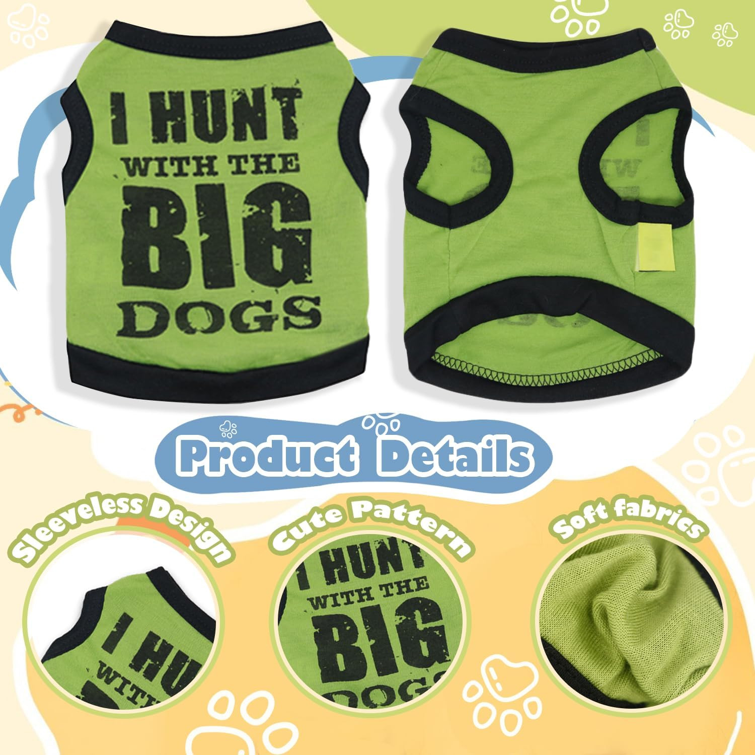 4 Pieces Dog Clothes for Small Dogs Boy Soft Spring Puppy Shirts Summer Cute