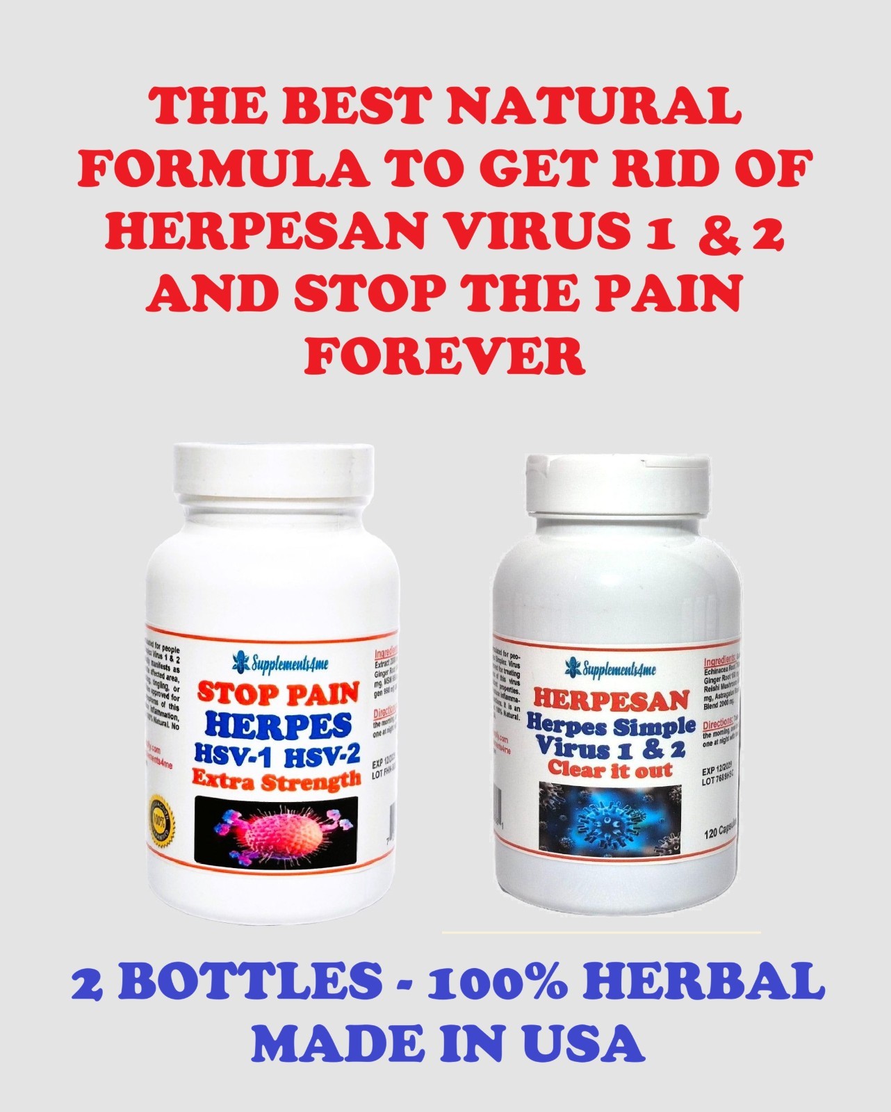 BEST HERBS IN THE WORLD FOR HSV 1 & 2 WOMEN MEN – – 120 CAPS – MADE IN USA