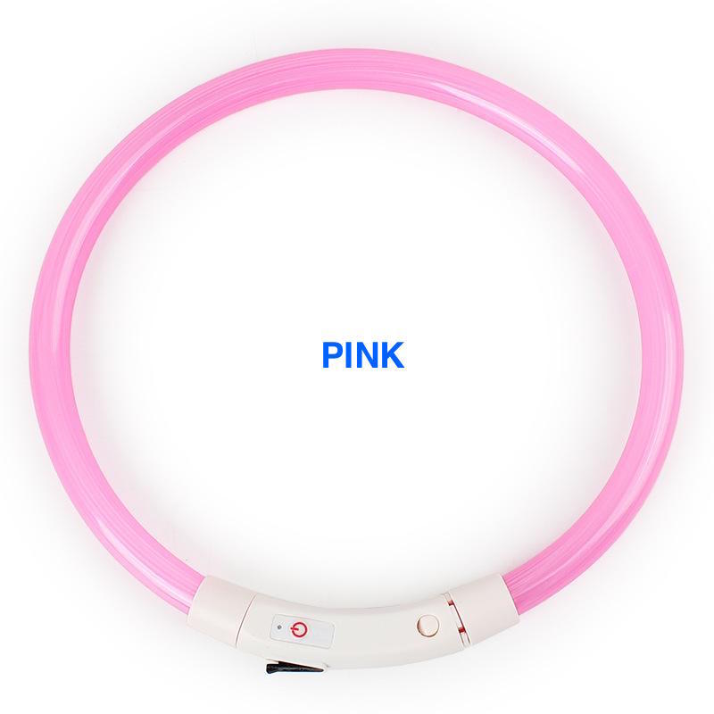 PET LED LIGHT-UP Glow-in-the-dark USB RECHARGEABLE COLLAR Dog Night Safety Flash