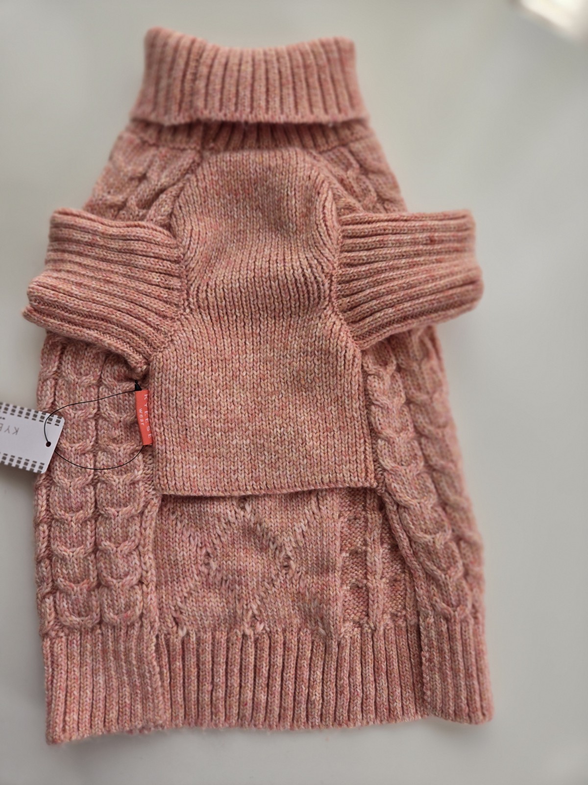 KYEESE Pink Dog Sweater Winter Dog Pullover Knit with Fine Gold Yarn Size L