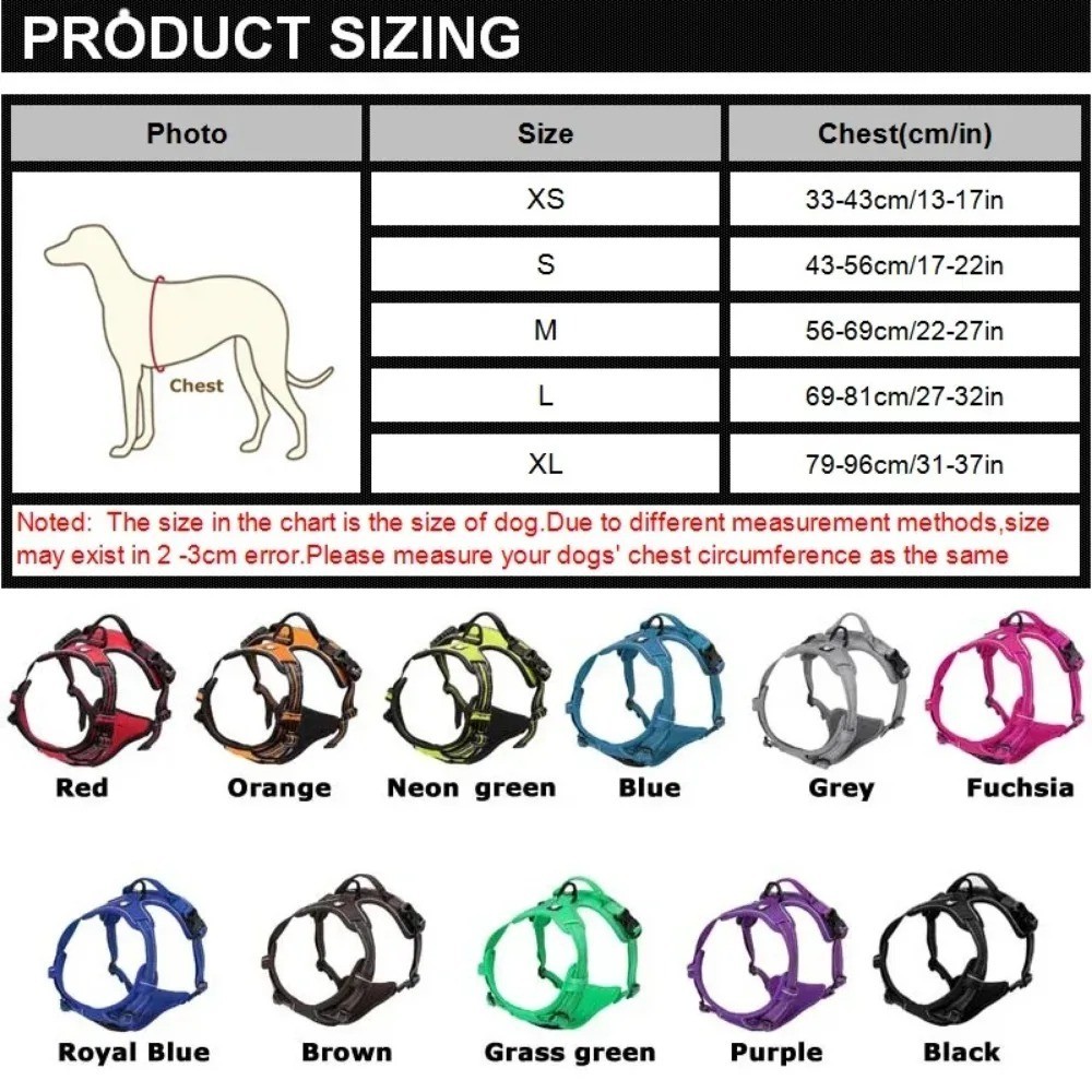 rabbitgoo Dog Harness with 2 Leash Clips No-Pull Reflective Vest for Large Dogs