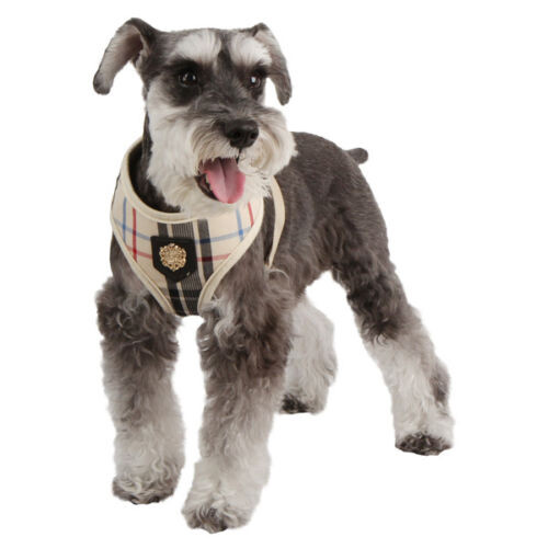 Puppia Dog Soft Harness Junior Beige Plaid Adjustable No Pull XS S M L XL