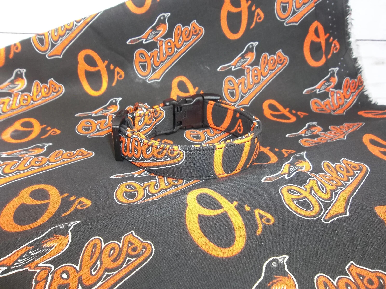 Baltimore Orioles MLB Terri’s Dog Collar handmade adjustable gameday fabric