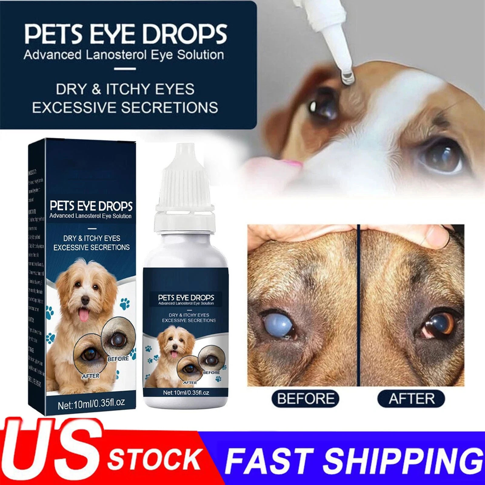 Eye Drops for Pets Bacterial,Viral and Fungal & Infections Dog Cat Treatment