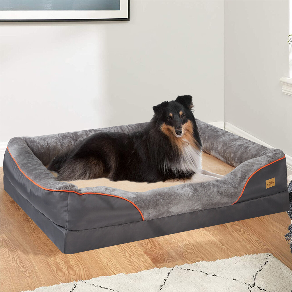 Washable Thicken Dog Bed Extra Large Pet Bed with Bolster Comfort Pet Basket XXL