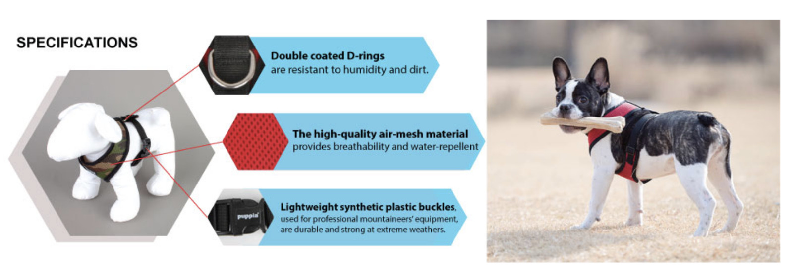 Puppia® Soft Mesh Adjustable Breathable Dog Harness XS S M L XL AC30