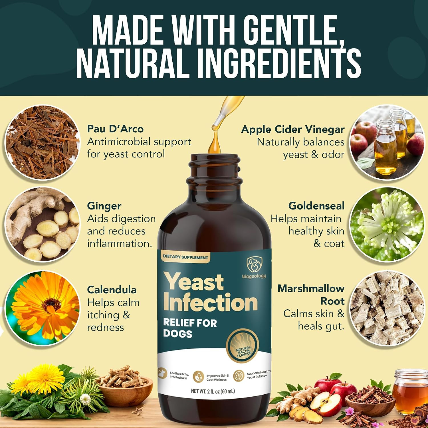 Yeast Infection Treatment for Dogs Drops (7 in 1 Formula) Soothes Itchy & Irrita