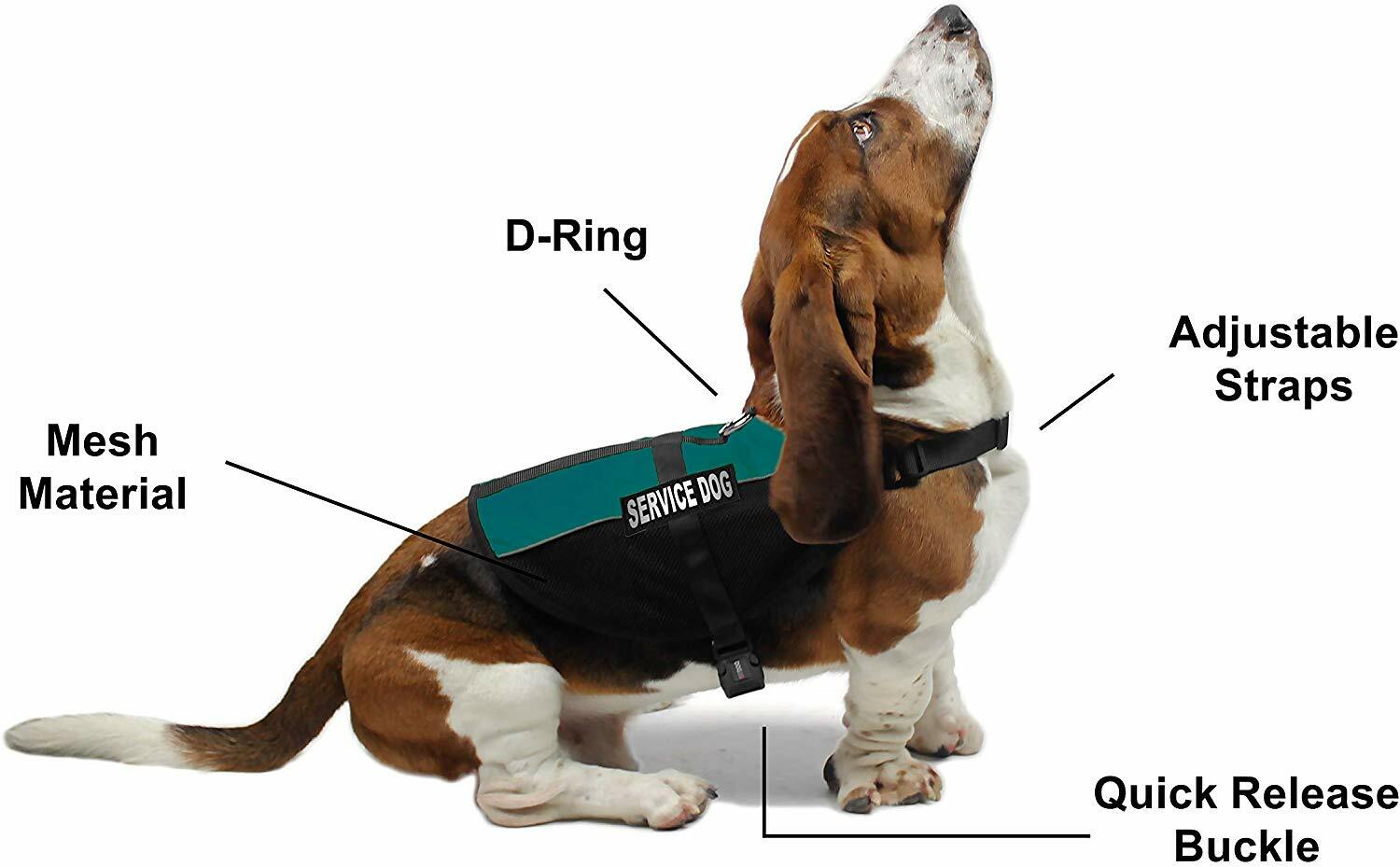 Service Dog Vest Mesh with Removable Reflective Custom Patches 12 Colors