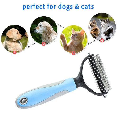 Professional 2-Sided Pet Grooming Brush & Undercoat Rake – Dog & Cat Deshedding