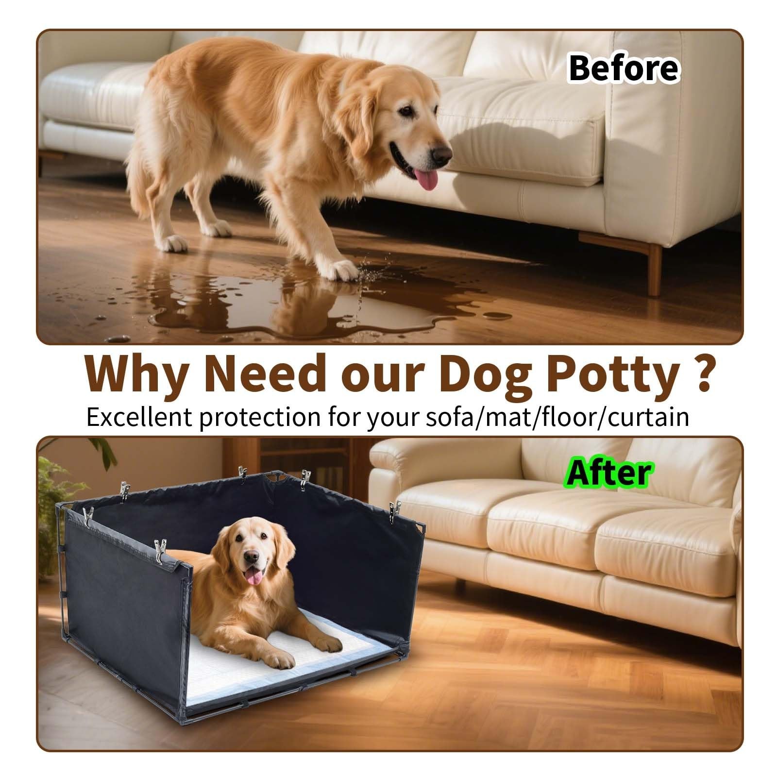 Dog Litter Box Indoor for Medium Dogs,Pee Pad Holder with High Walls(34.64″*2…
