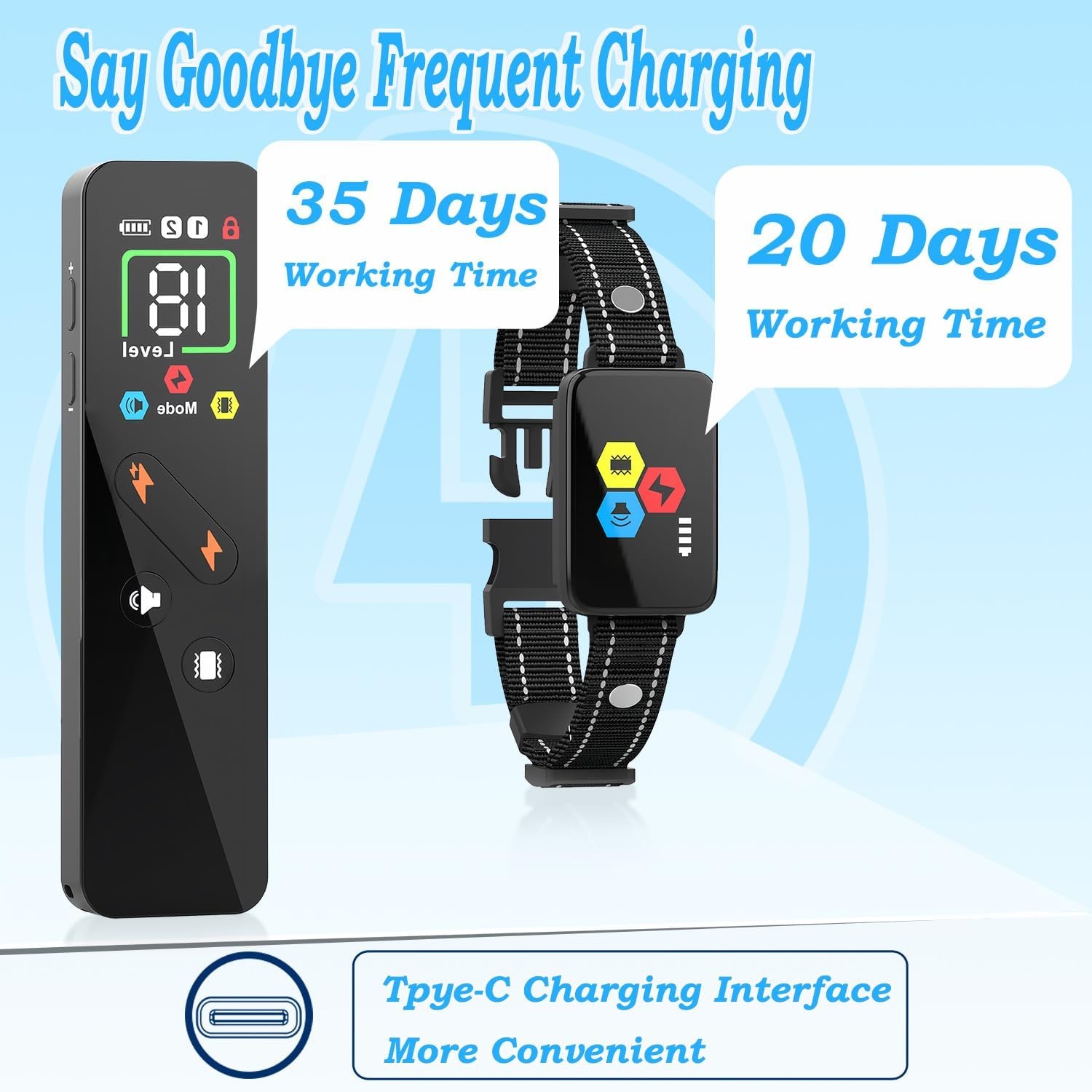 3300FT Dog Shock Collar -Dog Training Collar with Remote Rechargeable Waterproof
