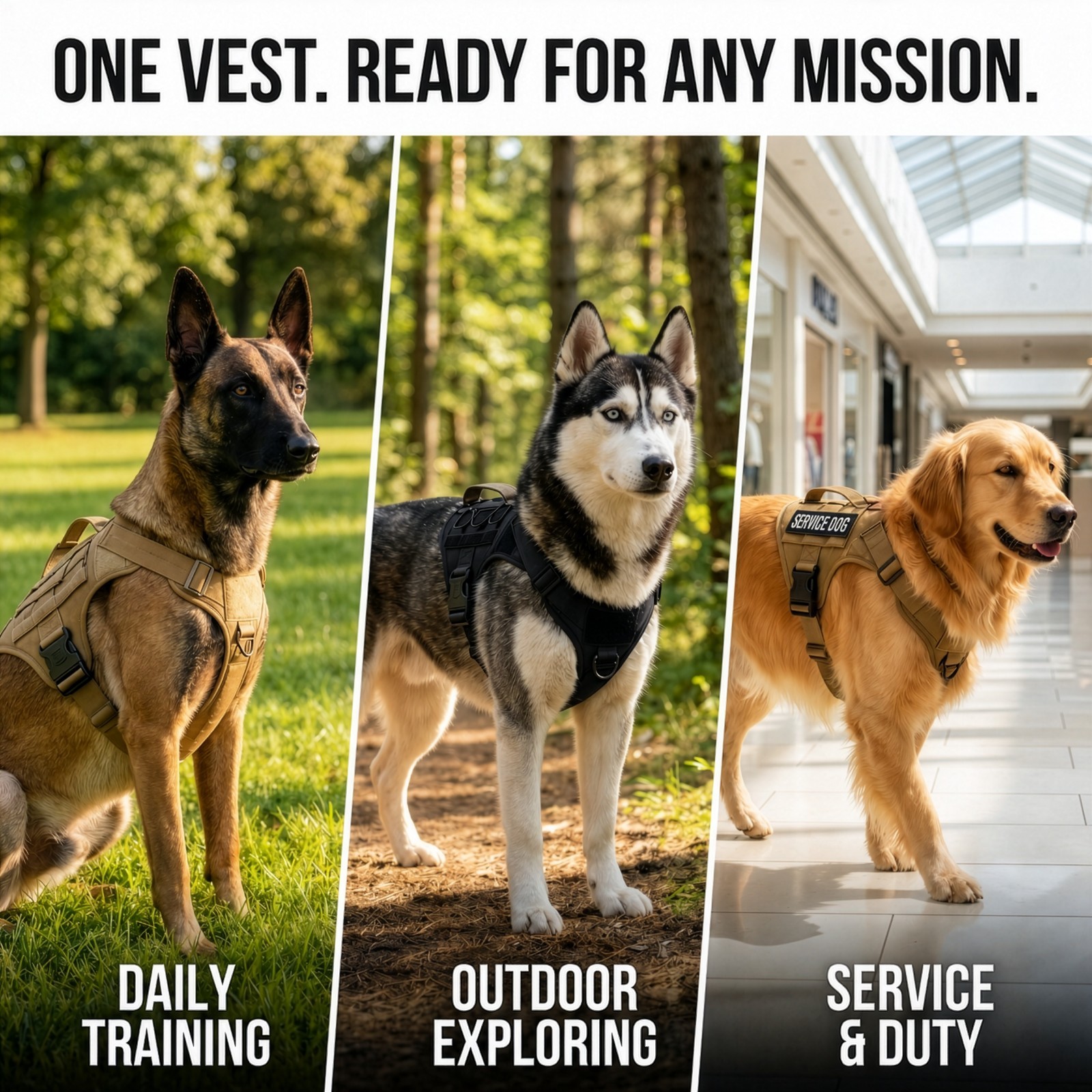 ALBCORP Tactical Dog Vest Harness – Military K9 Dog Training Vest – Working Dog