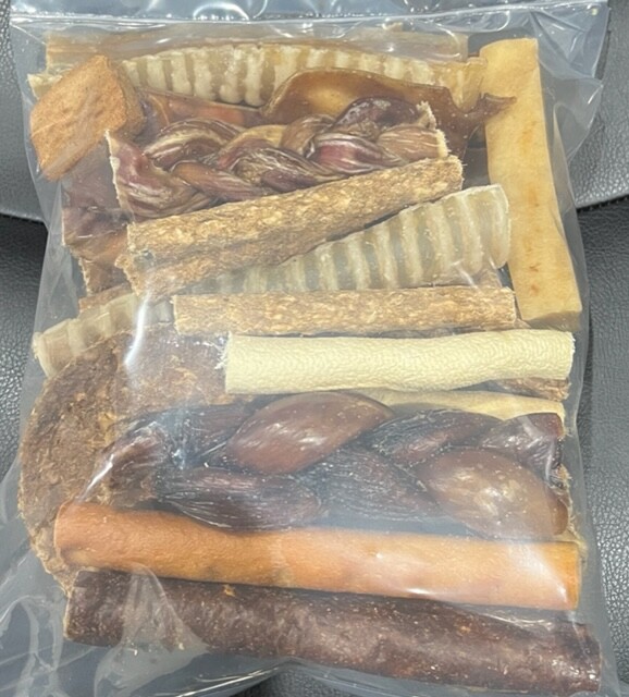 Natural Bargain Value Bag with 10+ Variety Treats for Dogs Bully Himalayan Beef