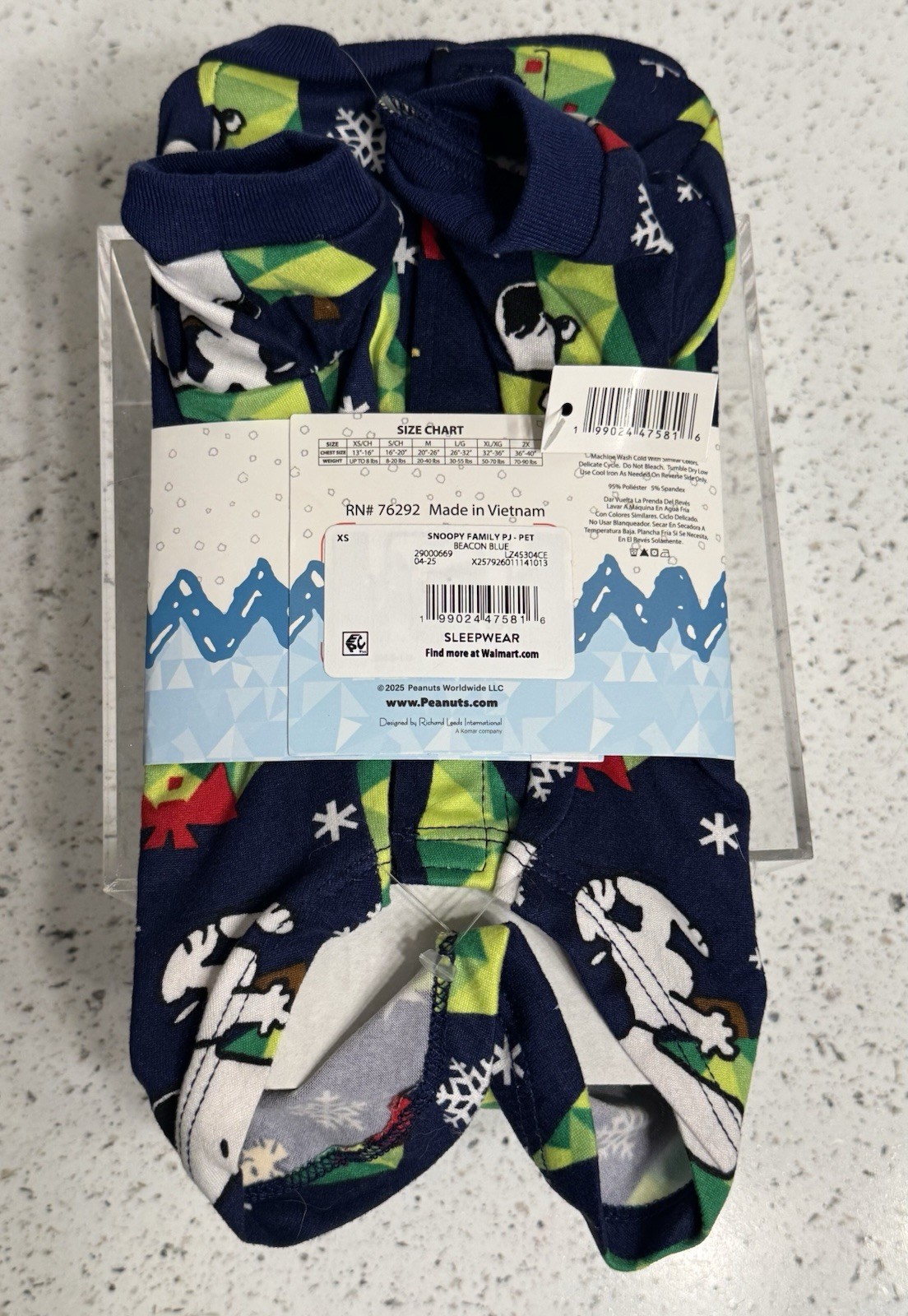 Holiday Snoopy Family Pet Dog pajamas Xtra Small New With Tag