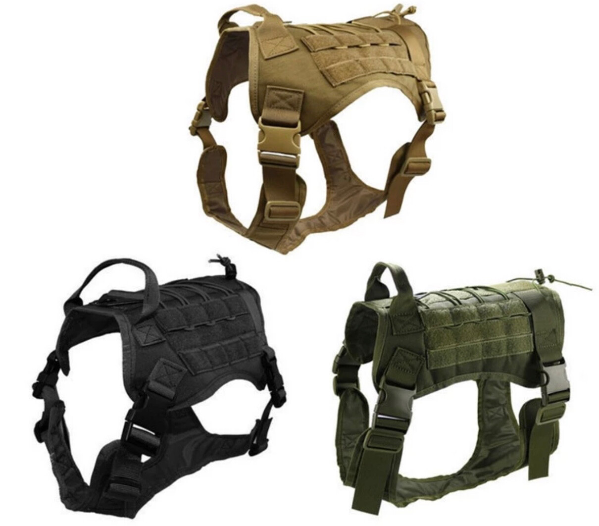 Tactical Dog HARNESS w LEASH, Military, Adjustable, No Pull Vest Handle, M L XL