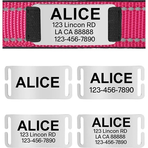 Personalized Nylon Reflective Dog Collar Engraved Custom ID Tag Name/Number