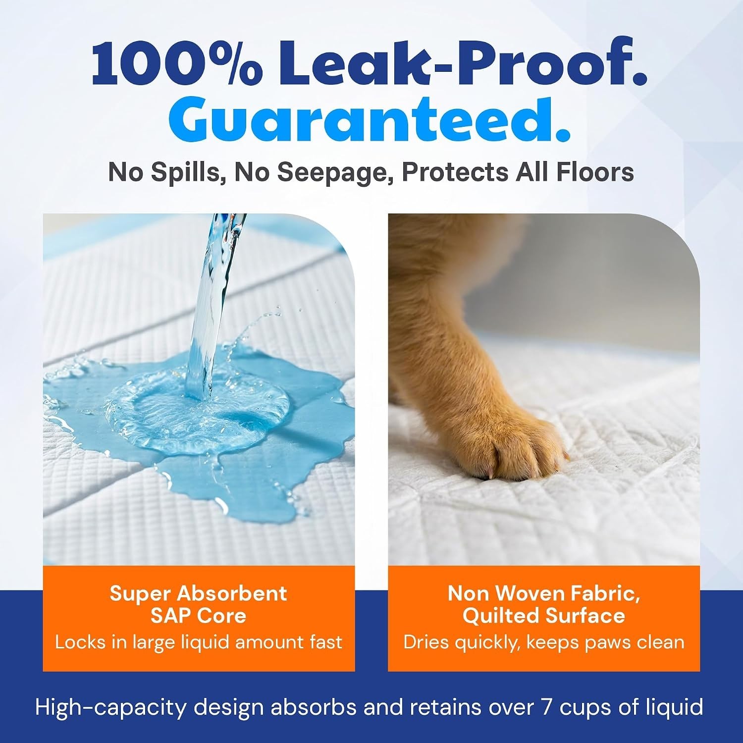 Extra Large 50 Count AKC Training Pads – 28″ x 30″, Odor-Neutralizing Technology