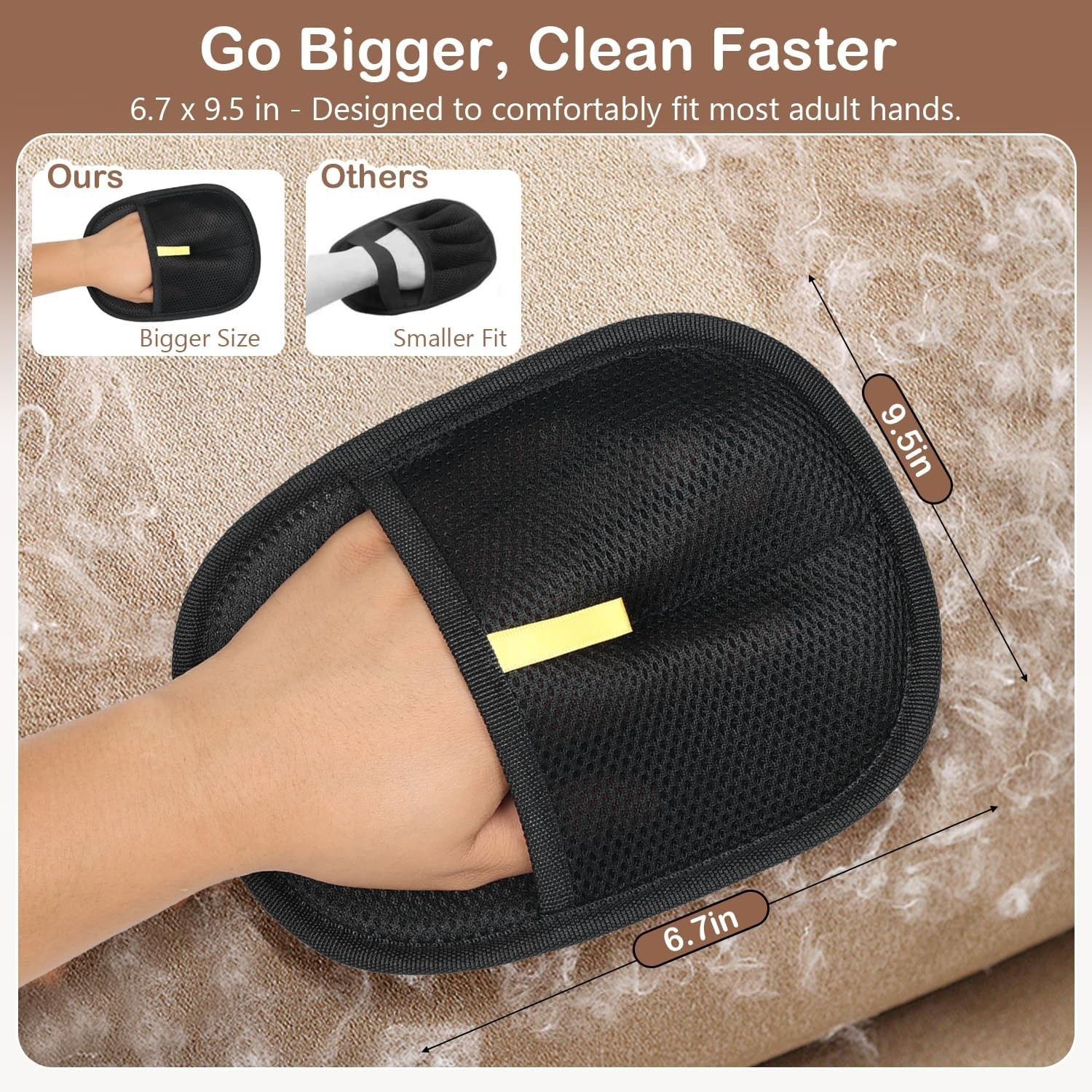2- Pack Pet Hair Remover Gloves Reusable Dog, Cat Fur Cleaner for Car Sofa Couch