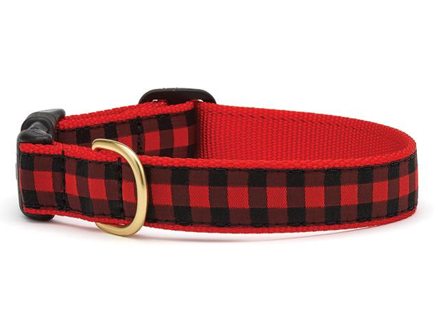 Up Country Dog Collar Red Buffalo Check Adjustable Made In USA XS S M L XL XXL