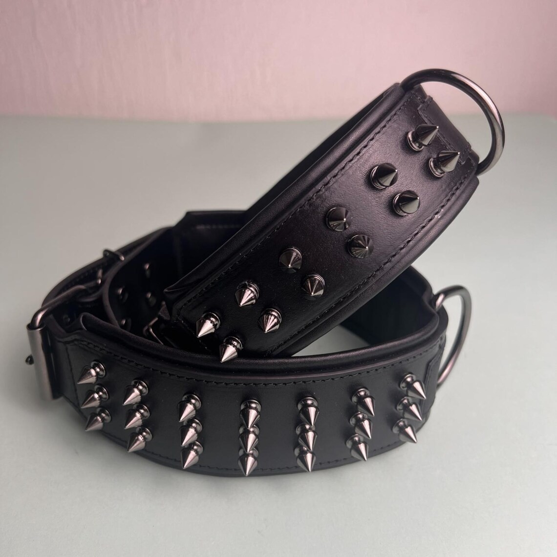 STG GENUINE LEATHER LATEST SPIKE DOG COLLAR HANDMADE COLLAR UNISEX DOG COLLAR