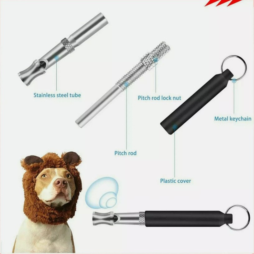 4x Dog Training WHISTLE UltraSonic Obedience Stop Barking Pet Sound Pitch Black