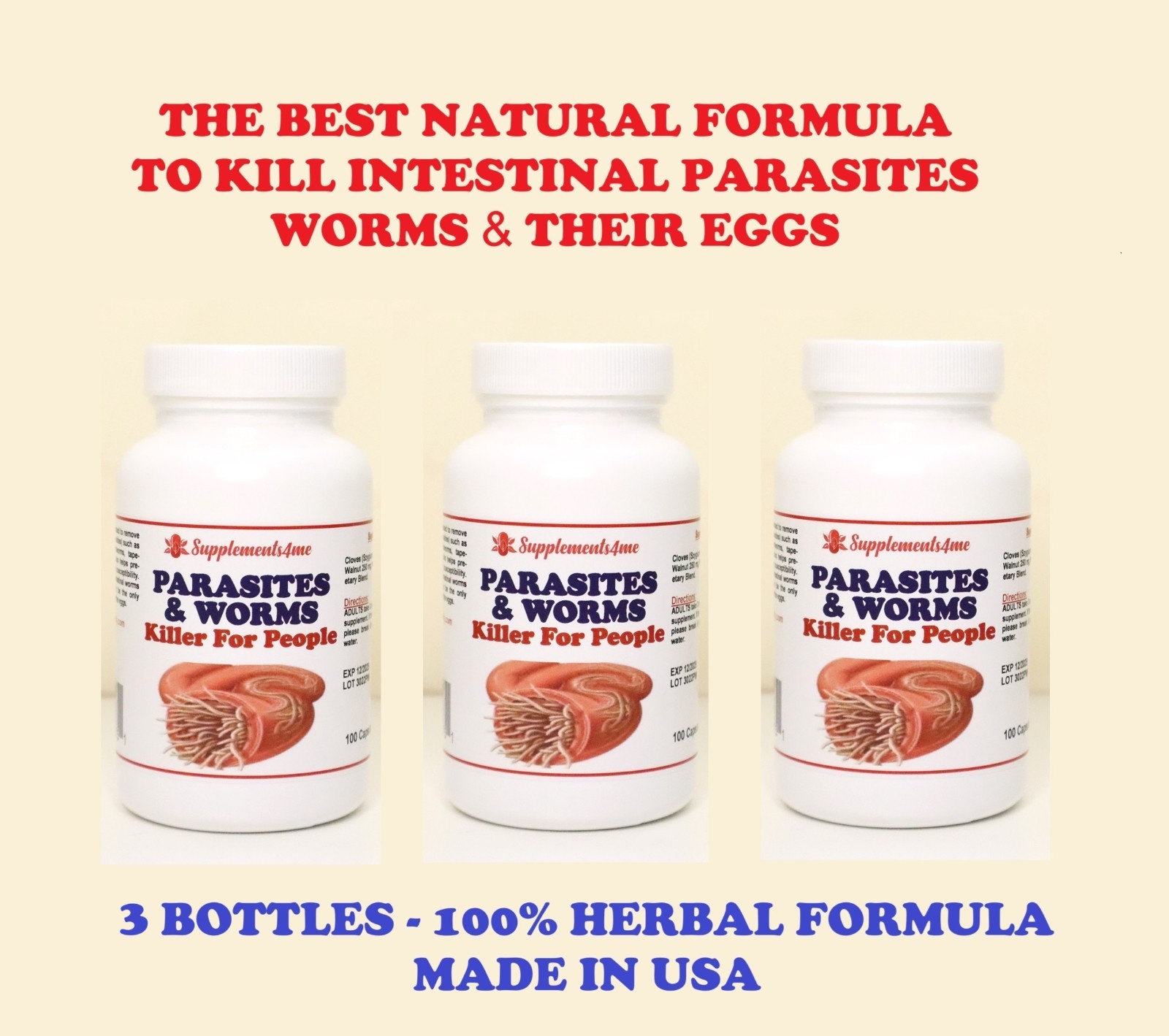 #1 Desparasitante natural ayuda eliminar parasitos y gusanos intestinales 3 USA