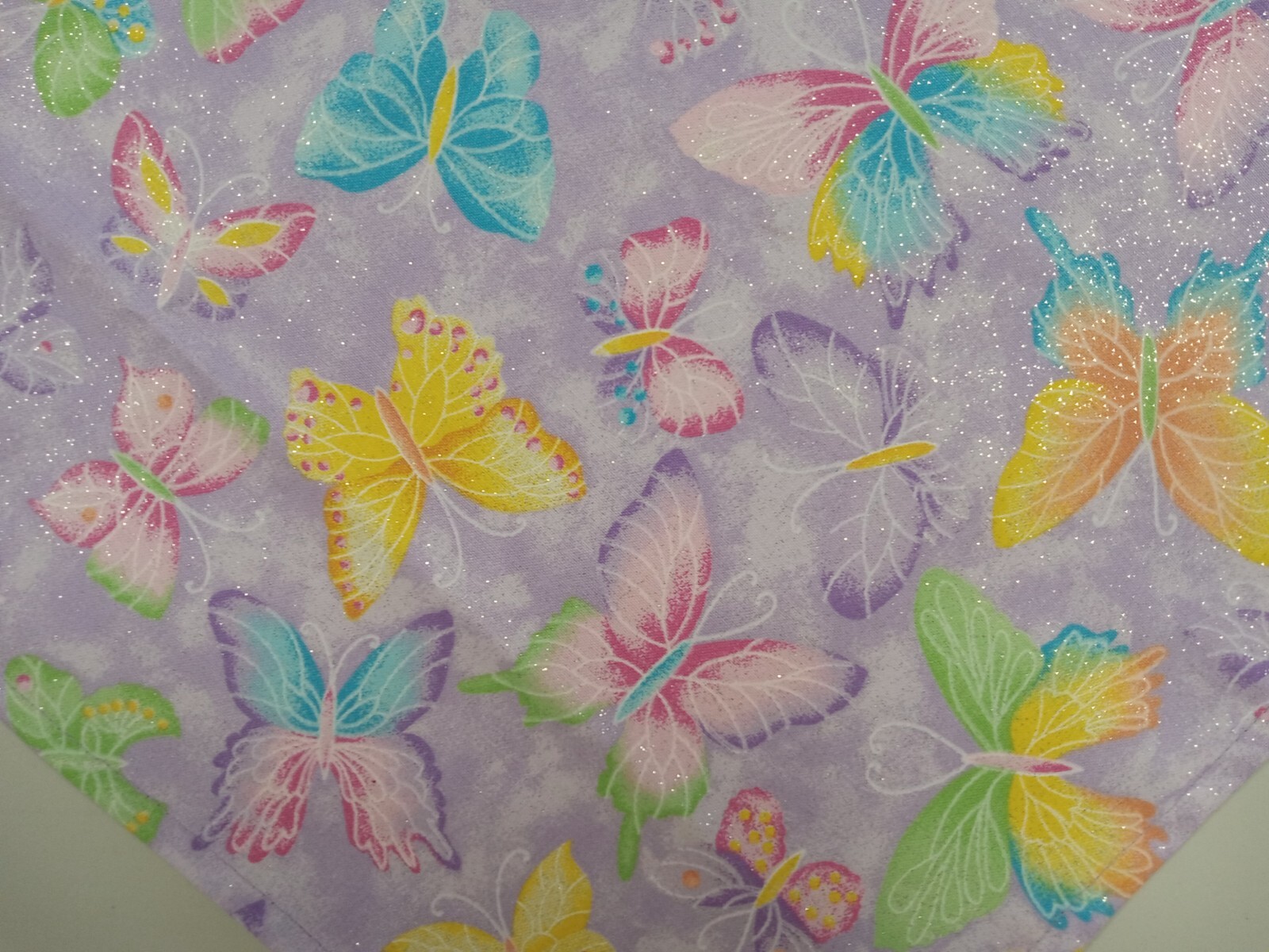 Dog Bandana, Scarf, Violet, Tie On, Butterflies, Sparkles, S, M, L